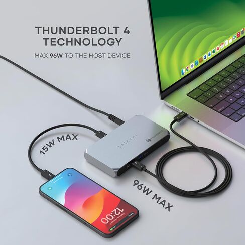 Satechi Thunderbolt 4 Hub Slim Pro, USB C 96W Charging, Single 8K or Dual 4K Display, 4 Thunderbolt 4 Ports, USB 3.2 Gen2 - for MacBook Pro/Air M1 M2 M3, Dell, HP, Surface, Lenovo in Saudi Arabia