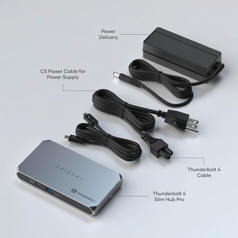 Satechi Thunderbolt 4 Hub Slim Pro, USB C 96W Charging, Single 8K or Dual 4K Display, 4 Thunderbolt 4 Ports, USB 3.2 Gen2 - for MacBook Pro/Air M1 M2 M3, Dell, HP, Surface, Lenovo in Saudi Arabia