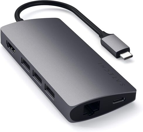 Satechi USB C Hub Multiport Adapter V3, 8 in 1 USB C Dongle with 8K HDMI, 85W USB-C PD Charging, 4 USB-C Data Ports, Ethernet, SD Card Reader for Mac, Windows - Space Gray in Saudi Arabia