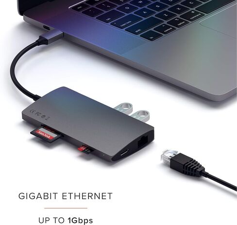 Satechi USB C Hub Multiport Adapter V3, 8 in 1 USB C Dongle with 8K HDMI, 85W USB-C PD Charging, 4 USB-C Data Ports, Ethernet, SD Card Reader for Mac, Windows - Space Gray in Saudi Arabia