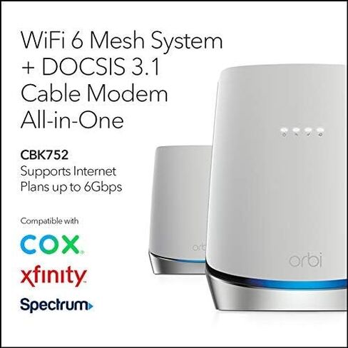 Netgear CBK752-100NAR Orbi AX4200 Wireless Tri-Band Mesh Wi-Fi System, 1 Router + 1 Satellite - Certified Refurbished in Saudi Arabia
