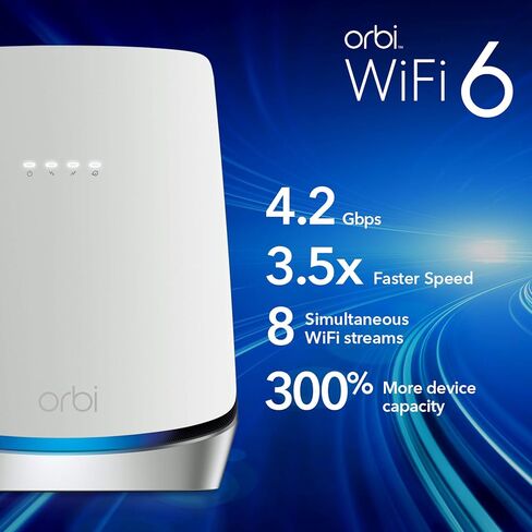 Netgear CBK752-100NAR Orbi AX4200 Wireless Tri-Band Mesh Wi-Fi System, 1 Router + 1 Satellite - Certified Refurbished in Saudi Arabia