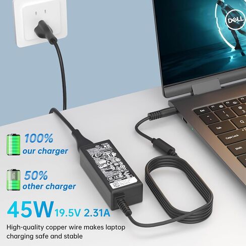 45W Dell AC Adapter Laptop Charger for Dell Inspiron 13 14 15 3000 5000 7000 Series 14-5000 13-7000 13-5000 17-7000 15-3552 3555 3558 3565 3567 5551 5555 5558 5559 Power Supply Cord in Saudi Arabia
