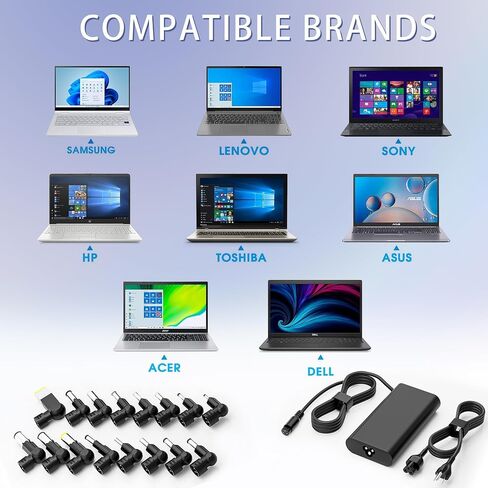 90W Universal Laptop Charger Replacement for Dell HP Acer Asus Lenovo Toshiba Samsung Sony Fujitsu Gateway Notebook Ultrabook Chromebook AC Adapter Power Cord with 16 Tips in Saudi Arabia