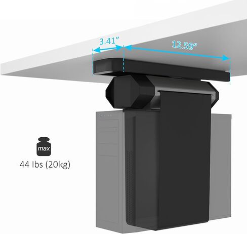 Adjustable Under Desk PC Mount with 360 Degree Swivel , Supports up to 44 lbs Weight Capacity, PC Holder Under Desk Mount, Computer Case CPU Holder with Easy Adjustable Feature in Saudi Arabia
