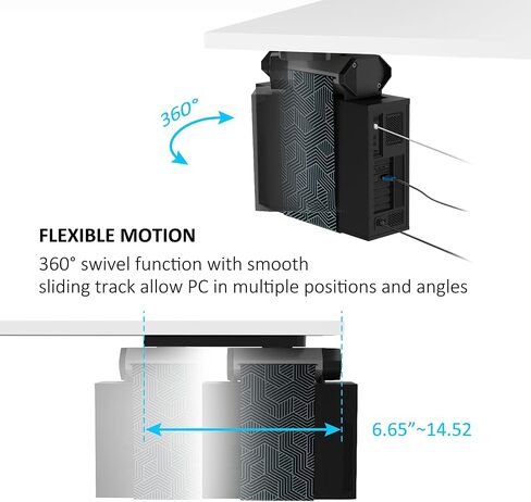 Adjustable Under Desk PC Mount with 360 Degree Swivel , Supports up to 44 lbs Weight Capacity, PC Holder Under Desk Mount, Computer Case CPU Holder with Easy Adjustable Feature in Saudi Arabia