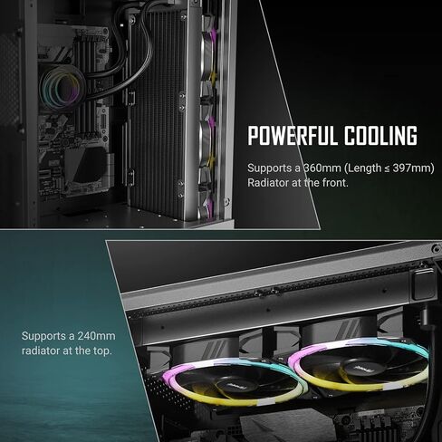 حافظة ألعاب Antec Dark Phantom Series DP31 Mini-Tower M-ATX، مداخل هواء على شكل مخلب، شريط ARGB، لوحة جانبية من الزجاج المقوى المغناطيسي، أسود، 0-761345-80038-9 in Kuwait
