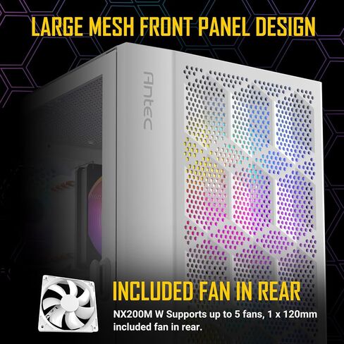 حافظة ألعاب Antec Dark Phantom Series DP31 Mini-Tower M-ATX، مداخل هواء على شكل مخلب، شريط ARGB، لوحة جانبية من الزجاج المقوى المغناطيسي، أسود، 0-761345-80038-9 in Kuwait