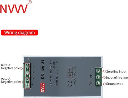 DR-120-12 AC to DC DIN-Rail Mount Power Supply, 12V, 10 Amp, 120W Single Extreme -30 to 70 °C (-22 to 158 °F) Operating Temp, Overload Protection, Metal, Silver+Grey in Saudi Arabia