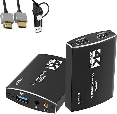 بطاقة التقاط للبث، بطاقة التقاط فيديو صوتية 4K 60FPS للألعاب/البث المباشر، بطاقة التقاط ألعاب USB C/A 3.0 4K@60 هرتز HDMI، تعمل مع نينتندو سويتش/PS4/PS5/OBS/Xbox/الكاميرا/الكمبيوتر الشخصي in Kuwait