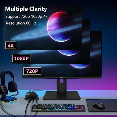 بطاقة التقاط للبث، بطاقة التقاط فيديو صوتية 4K 60FPS للألعاب/البث المباشر، بطاقة التقاط ألعاب USB C/A 3.0 4K@60 هرتز HDMI، تعمل مع نينتندو سويتش/PS4/PS5/OBS/Xbox/الكاميرا/الكمبيوتر الشخصي in Kuwait