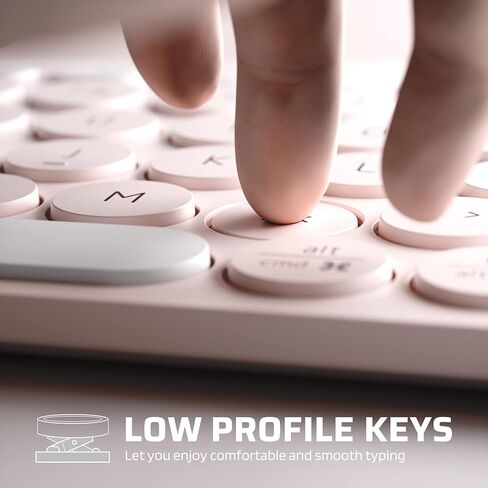 LTC MK791 Multi-Device Bluetooth Keyboard, Rechargeable Compact Slim Wireless Keyboards, for iPad Tablet Smartphone PC Laptop MacBook,Low-Profile 79 Keys, Pink in Kuwait