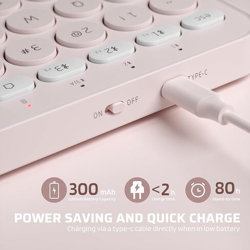 LTC MK791 Multi-Device Bluetooth Keyboard, Rechargeable Compact Slim Wireless Keyboards, for iPad Tablet Smartphone PC Laptop MacBook,Low-Profile 79 Keys, Pink in Kuwait