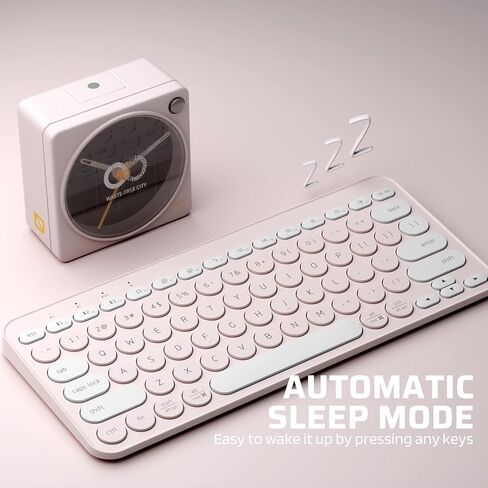 LTC MK791 Multi-Device Bluetooth Keyboard, Rechargeable Compact Slim Wireless Keyboards, for iPad Tablet Smartphone PC Laptop MacBook,Low-Profile 79 Keys, Pink in Kuwait