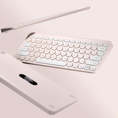 LTC MK791 Multi-Device Bluetooth Keyboard, Rechargeable Compact Slim Wireless Keyboards, for iPad Tablet Smartphone PC Laptop MacBook,Low-Profile 79 Keys, Pink in Kuwait