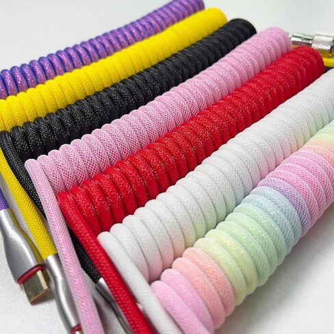 كابلات لوحة مفاتيح مضفرة بطول 1.5 متر ملفوفة من النوع C إلى USB A مع موصل Aviator قابل للفصل. للوحة مفاتيح الألعاب/الكمبيوتر اللوحي (أرجواني) in Kuwait