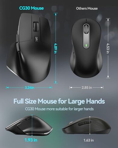 Full Size Wireless Mouse, Computer Mouse for Large Sized Hands, Wireless Mouse with USB, Ergonomic Mouse for PC, Desktop, Laptop, Mac, Chromebook, Windows in Saudi Arabia