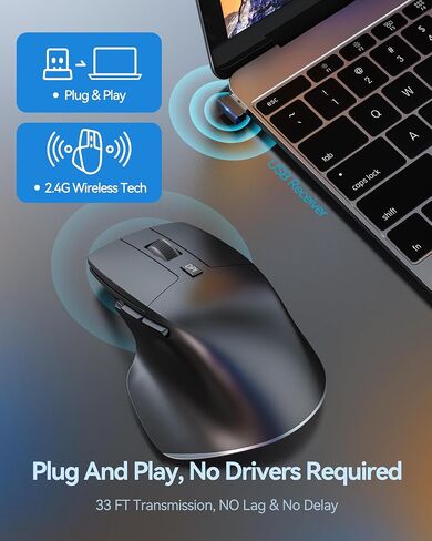 Full Size Wireless Mouse, Computer Mouse for Large Sized Hands, Wireless Mouse with USB, Ergonomic Mouse for PC, Desktop, Laptop, Mac, Chromebook, Windows in Saudi Arabia
