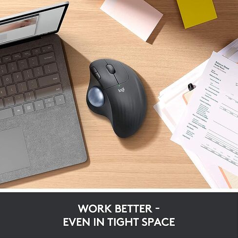 Logitech Ergo M575 Wireless Trackball Mouse, Easy Thumb Control, Precision and Smooth Tracking, Ergonomic Comfort Design, Windows/Mac, Bluetooth, USB - Graphite (Renewed) in Saudi Arabia