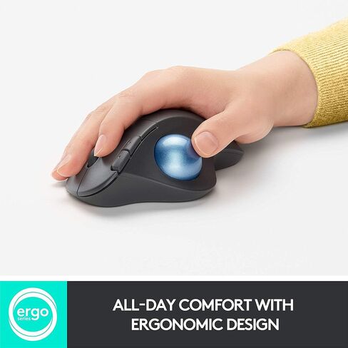 Logitech Ergo M575 Wireless Trackball Mouse, Easy Thumb Control, Precision and Smooth Tracking, Ergonomic Comfort Design, Windows/Mac, Bluetooth, USB - Graphite (Renewed) in Saudi Arabia