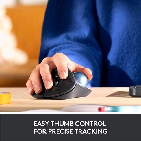 Logitech Ergo M575 Wireless Trackball Mouse, Easy Thumb Control, Precision and Smooth Tracking, Ergonomic Comfort Design, Windows/Mac, Bluetooth, USB - Graphite (Renewed) in Saudi Arabia