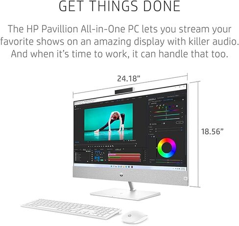 HP Pavilion 27" QHD All-in-One, Intel Core i7-13700T (Beats Intel i9-12900K), NVIDIA GeForce RTX 3050, 64GB RAM, 2TB PCIe SSD, IR Camera, Wireless KB & Mouse, HDMI, Wi-Fi 6, Windows 11 Pro, White in Saudi Arabia