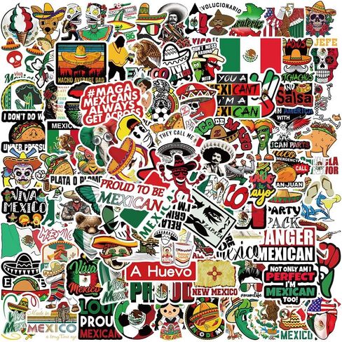 100pcs Mexican Stickers for Water Bottles Laptop Helmet Bumper Skateboard Phone Computer,Vinyl Proud to Be Mexican Decals for Adult Workers Construction Electrician,Waterproof in Kuwait