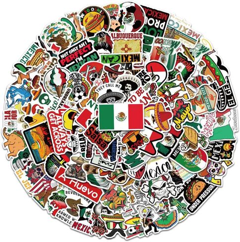 100pcs Mexican Stickers for Water Bottles Laptop Helmet Bumper Skateboard Phone Computer,Vinyl Proud to Be Mexican Decals for Adult Workers Construction Electrician,Waterproof in Kuwait