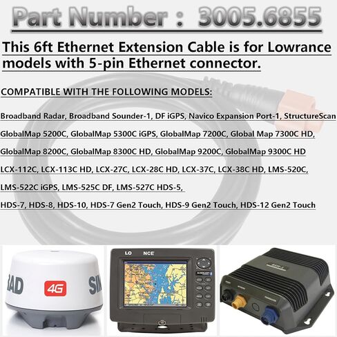 Bonbo 3005.6855 Replacement for Lowrance 6Ft/1.82M Ethernet Crossover Cable in Saudi Arabia