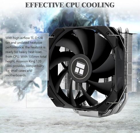 Thermalright Assassin King 120 Mini V2 CPU Air Cooler,5 Heat Pipes,TL-D12B PWM Quiet Fan CPU Cooler, Computer Mini Heatsink Cooler CPU,Support AMD:AM4/AM5; Intel LGA1700/1150/1151/1200(AK120 Mini V2) in Saudi Arabia
