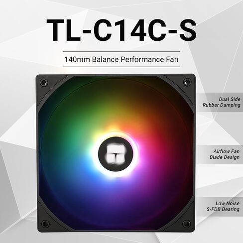 Thermalright TL-C14C-S CPU Fan 140mm ARGB Case Cooler, 4pin PWM Silent Computer Fan with S-FDB Bearing Included, up to 1500RPM PC Cooling in Saudi Arabia