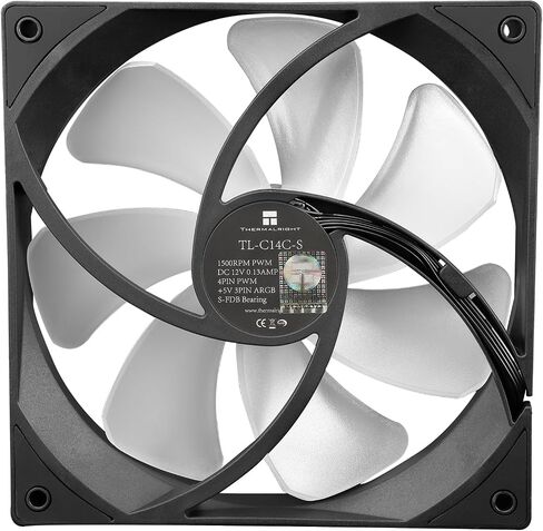 Thermalright TL-C14C-S CPU Fan 140mm ARGB Case Cooler, 4pin PWM Silent Computer Fan with S-FDB Bearing Included, up to 1500RPM PC Cooling in Saudi Arabia