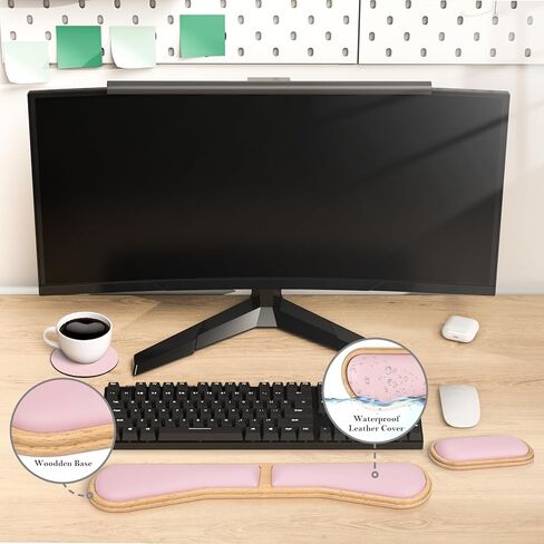 مسند معصم وردي من Ospelelf للماوس ولوحة المفاتيح، مسند معصم خشبي مريح للوحة المفاتيح ومضاد للانزلاق in Kuwait