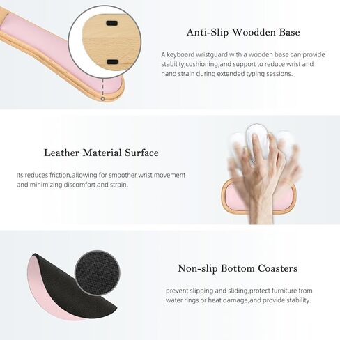 مسند معصم وردي من Ospelelf للماوس ولوحة المفاتيح، مسند معصم خشبي مريح للوحة المفاتيح ومضاد للانزلاق in Kuwait