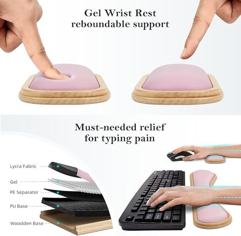 مسند معصم وردي من Ospelelf للماوس ولوحة المفاتيح، مسند معصم خشبي مريح للوحة المفاتيح ومضاد للانزلاق in Kuwait