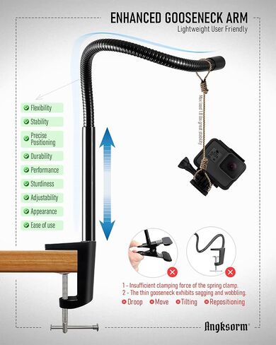 حامل كاميرا ويب مقاس 25 بوصة - حامل مرن للتثبيت على المكتب لكاميرا الويب C960، C930e، C930، C920، C920S، C922x، C922، Brio 4K، C925e، C615 N60 والأجهزة الأخرى بخيط 1/4 بوصة in Kuwait