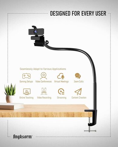 حامل كاميرا ويب مقاس 25 بوصة - حامل مرن للتثبيت على المكتب لكاميرا الويب C960، C930e، C930، C920، C920S، C922x، C922، Brio 4K، C925e، C615 N60 والأجهزة الأخرى بخيط 1/4 بوصة in Kuwait