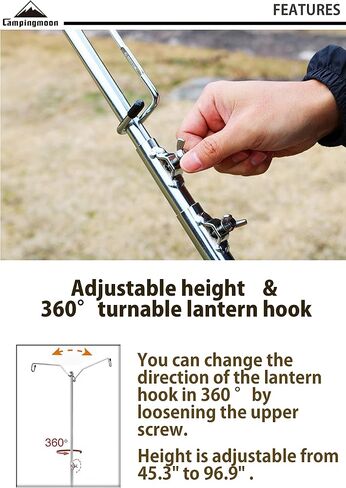 camping moon CAMPINGMOON Heavy Duty Stainless Steel Lantern Pile Driver Height Adjustable with Tripod Stand and Storage Bag D-240, D-243 in Saudi Arabia