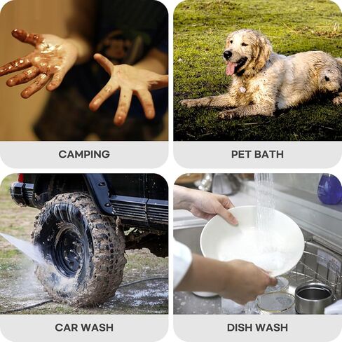 حقيبة استحمام محمولة سعة 20 لتر/5.28 جالون للتخييم، دش الشاطئ مع مضخة قدم، عرض درجة الحرارة، حزام قابل للفصل - مثالية للتخييم والشاطئ والسفر والأنشطة الخارجية in Kuwait