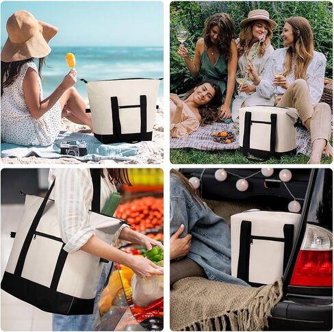 حقيبة تبريد معزولة ضخمة، أكياس تبريد ناعمة ممتازة قابلة لإعادة الاستخدام بسعة 38 لتر، حقائب حرارية محمولة قابلة للطي ومضادة للتسرب للبقالة والسفر والتنزه والتخييم in Kuwait