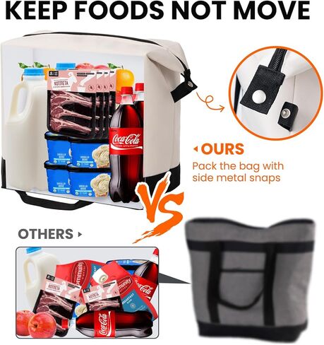 حقيبة تبريد معزولة ضخمة، أكياس تبريد ناعمة ممتازة قابلة لإعادة الاستخدام بسعة 38 لتر، حقائب حرارية محمولة قابلة للطي ومضادة للتسرب للبقالة والسفر والتنزه والتخييم in Kuwait