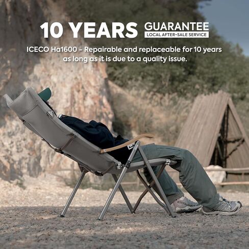 كراسي تخييم ICECO Ha1600 قابلة للتعديل للبالغين، كرسي تخييم عالي الظهر قابل للطي، كراسي محمولة قابلة للطي للخارج، كرسي مستلق في الهواء الطلق مع حقيبة تخزين، 400 رطل، ضمان 10 سنوات in Kuwait