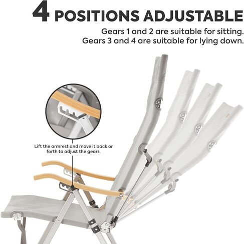 كراسي تخييم ICECO Ha1600 قابلة للتعديل للبالغين، كرسي تخييم عالي الظهر قابل للطي، كراسي محمولة قابلة للطي للخارج، كرسي مستلق في الهواء الطلق مع حقيبة تخزين، 400 رطل، ضمان 10 سنوات in Kuwait