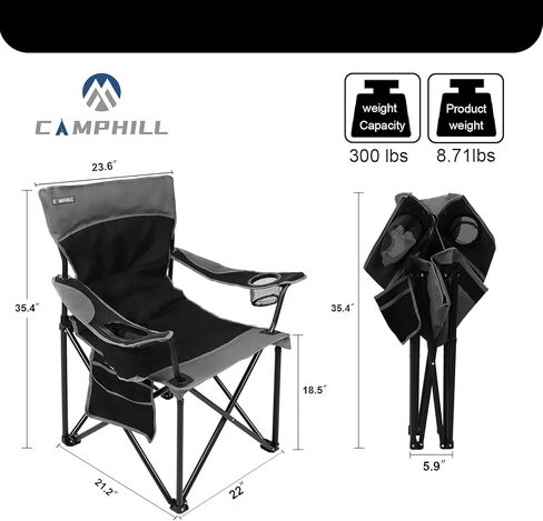 Oversized Portable Camping Chairs, Collapsible Outdoor Chairs with Pocket and Cup Holders, Carry Bag for Camping,Tailgates,Beach,and Sports in Kuwait