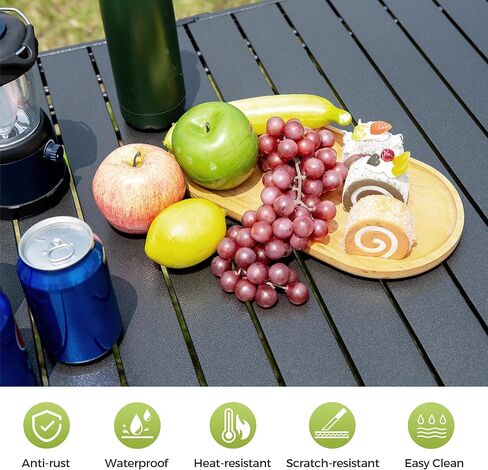 طاولة تخييم قابلة للطي من ALPHA CAMP، طاولة قابلة للطي من الألومنيوم، طاولة تخييم خفيفة الوزن قابلة للطي للتخييم في الهواء الطلق والنزهات والشواء وفناء الشاطئ في الأماكن المغلقة، 4-6 أشخاص in Kuwait