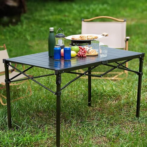 طاولة تخييم قابلة للطي من ALPHA CAMP، طاولة قابلة للطي من الألومنيوم، طاولة تخييم خفيفة الوزن قابلة للطي للتخييم في الهواء الطلق والنزهات والشواء وفناء الشاطئ في الأماكن المغلقة، 4-6 أشخاص in Kuwait