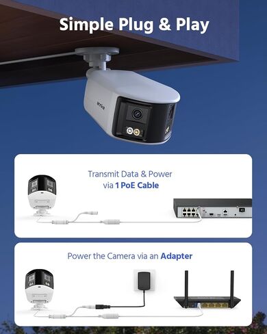 ANNKE FCD800 4K 8MP Dual Lens Poe Security Camera ، 180 ° Panoramic View ، Vision Smart Dual Light Light ، صوت ثنائي الاتجاه ، إنذار الضوء والصوت ، الكشف عن حركة الإنسان/مركبة IP67 IP67 in Kuwait