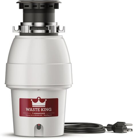 Waste King L-2600TC Activation 1/2 HP Garbage Disposal with Safer Controlled Griding Power Cord Included, 15.56, Silver/red in Saudi Arabia