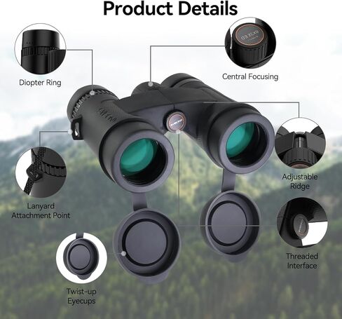 SVBONY Upgraded SV202 10x42 ED Binocular, Binoculars with Extra-Low Dispersion Objective Lenses for Birdwatching, BAK4 & FMC Optic System, 8°+Wide View Angle, IPX7 Waterproof for All-Weather Use in Saudi Arabia