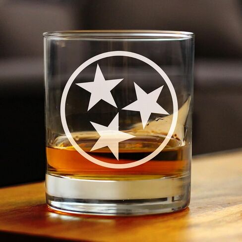 Tennessee Flag Whiskey Rocks Glass - State Themed Drinking Decor and Gifts for Tennessean Women & Men - 10.25 Oz Whisky Tumbler Glasses in Kuwait